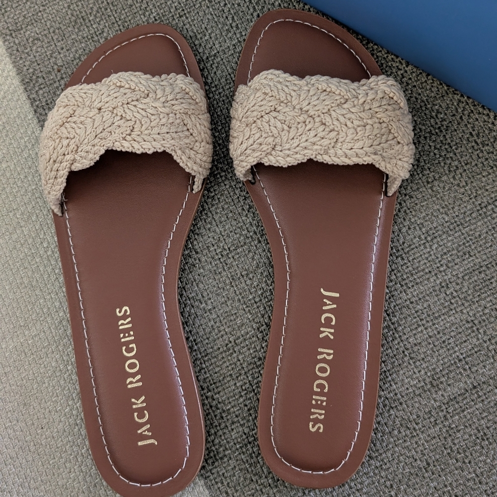 Jack Rogers Beige Woven Sandals